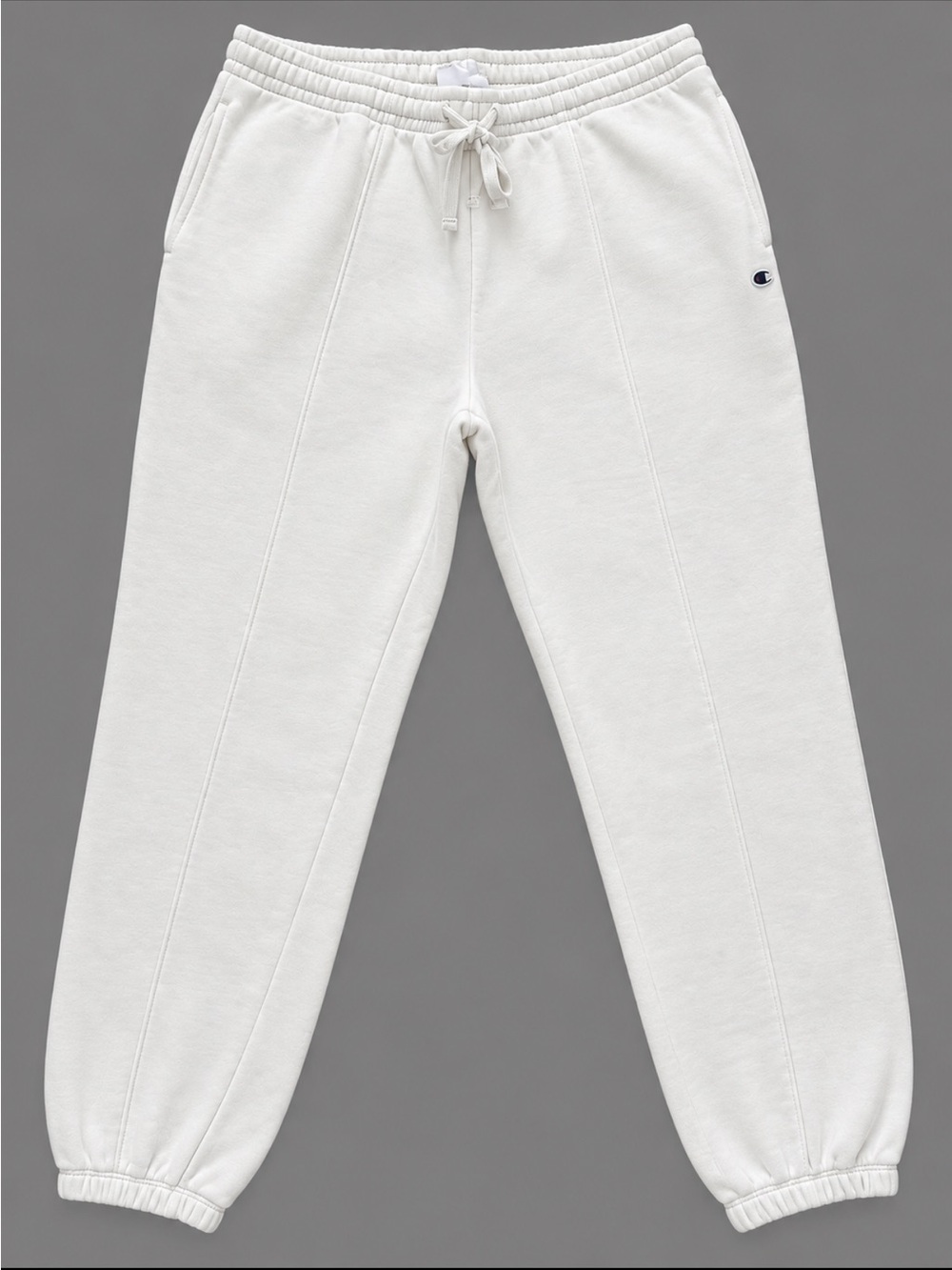 Champion Off-White Fleece Track Pants with Logo